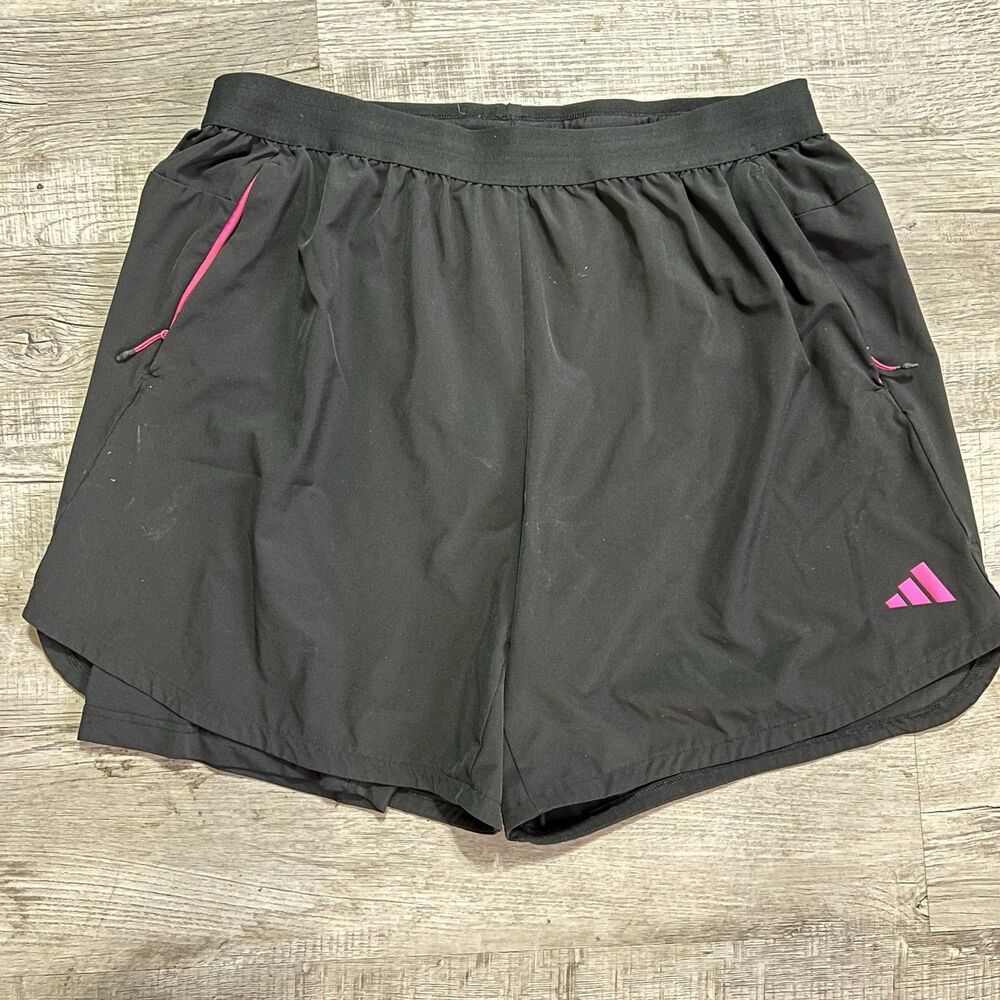Adidas Aeroready Shorts Women’s Size XL Black Pink Stripes Running